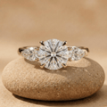 Round moissanite engagement ring in 14K gold