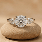 Round moissanite engagement ring in 14K gold