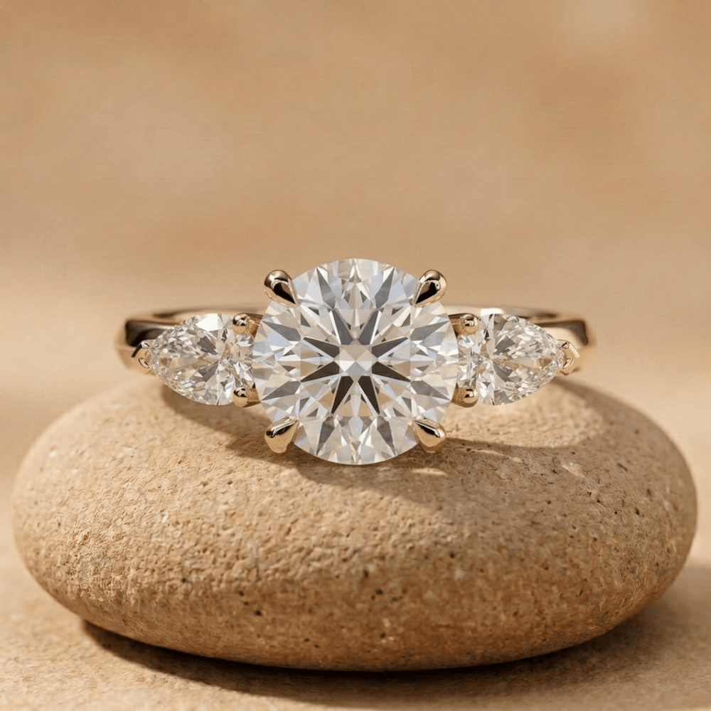 Round moissanite engagement ring in 14K gold