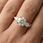 Solid gold three stone moissanite bridal jewelry