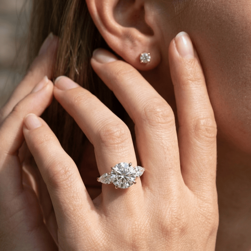 Timeless round moissanite ring for proposal
