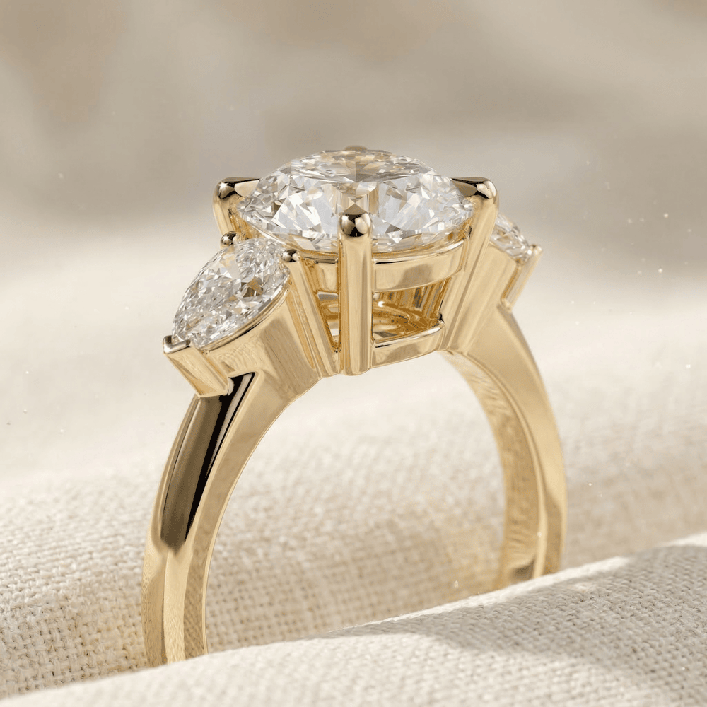 Classic round moissanite engagement ring in solid 14K gold