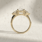 Round moissanite gold engagement ring side view