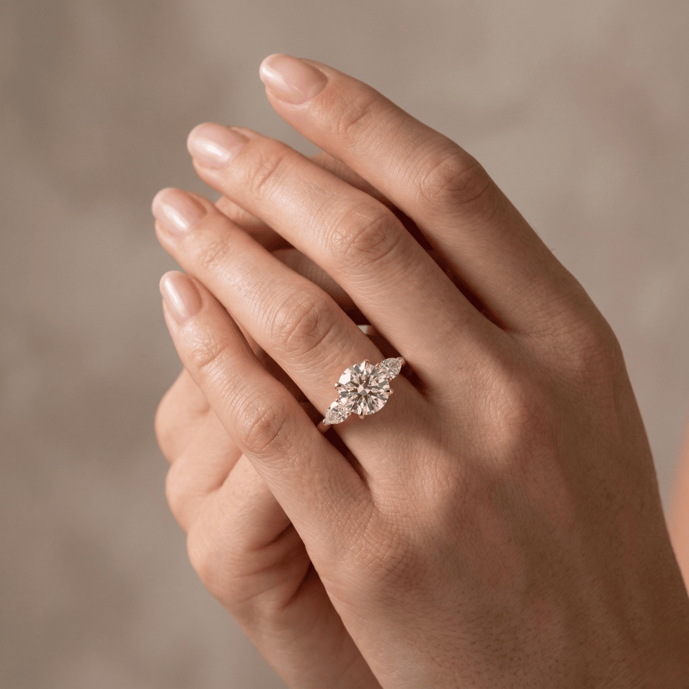 Timeless round moissanite promise ring in 14K gold