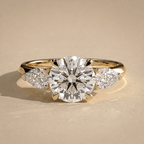 Round cut moissanite bridal ring in solid gold