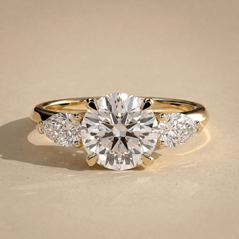 Round cut moissanite bridal ring in solid gold