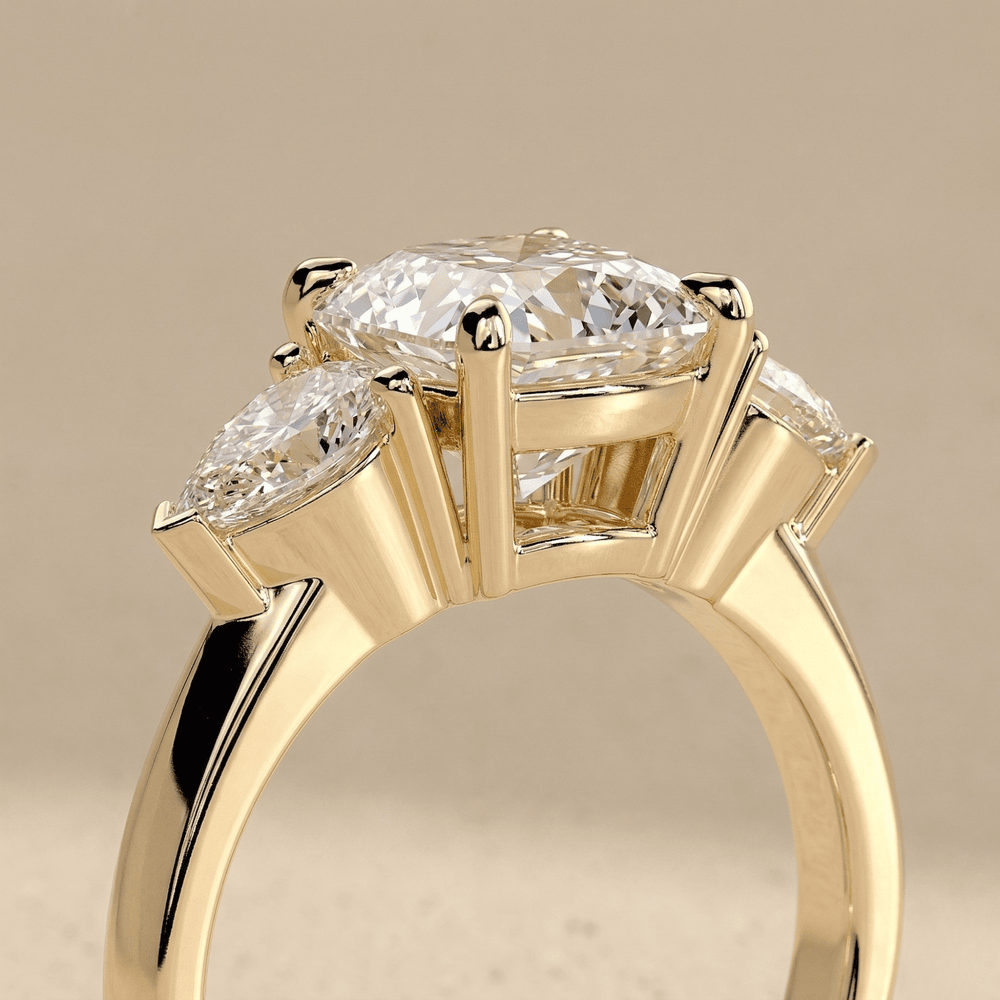 Round moissanite wedding ring in 14 karat yellow gold