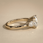 Three stone round moissanite engagement ring for women