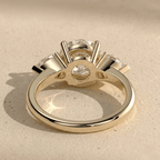Round brilliant cut moissanite engagement ring in gold