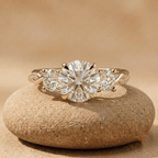 Round moissanite three stone twisted wedding ring