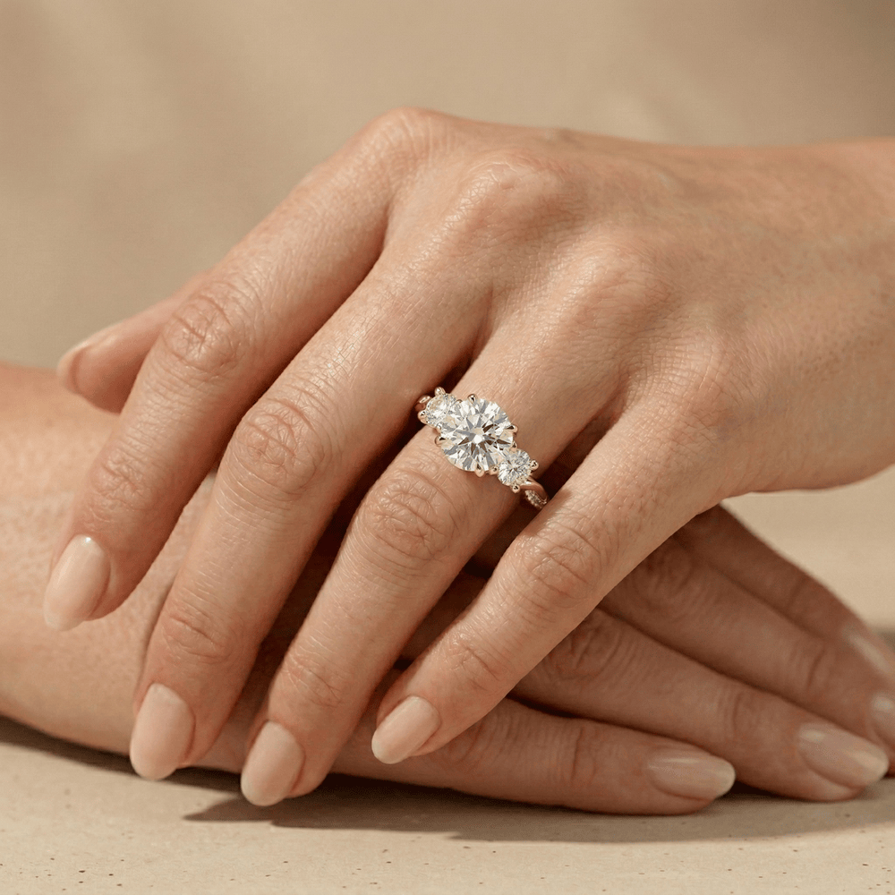 Elegant three stone moissanite wedding ring