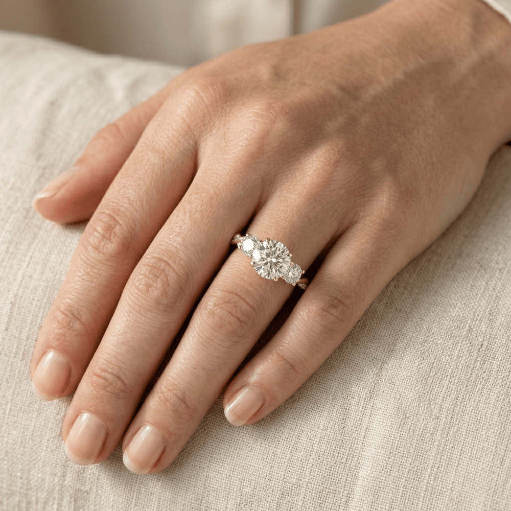Twisted pavé band moissanite engagement ring