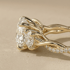 Three stone round moissanite engagement ring for women