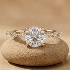 Round cut moissanite vintage wedding ring in 10K yellow gold