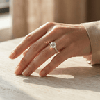Round moissanite bridal ring in 10K yellow gold setting