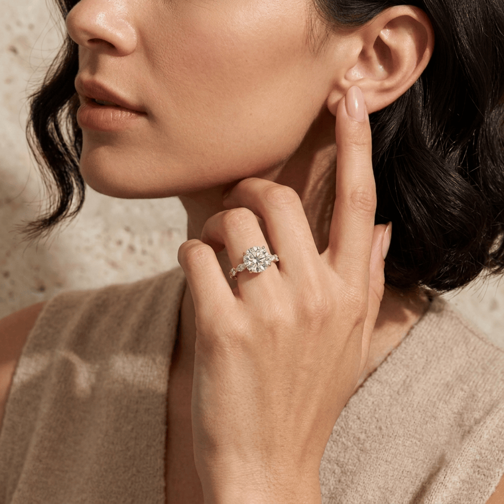 Timeless vintage yellow gold moissanite wedding ring