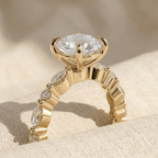 Round cut moissanite ring with sparkling side stones
