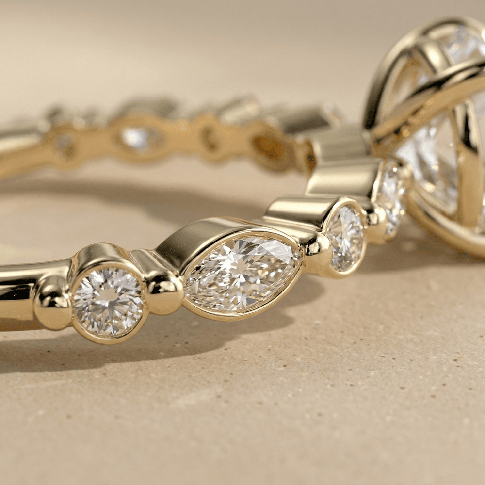 Elegant 10K gold moissanite ring with side stones