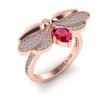 JBR Jeweler Silver Ring Ruby Butterfly Style Sterling Silver Ring