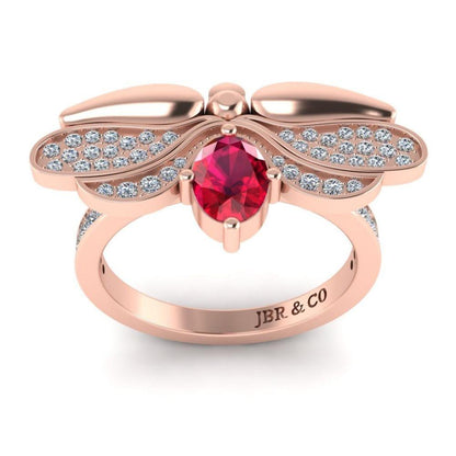 JBR Jeweler Silver Ring Ruby Butterfly Style Sterling Silver Ring