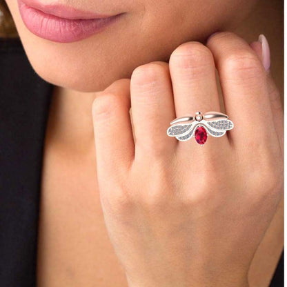 JBR Jeweler Silver Ring Ruby Butterfly Style Sterling Silver Ring