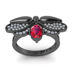 JBR Jeweler Silver Ring Ruby Butterfly Style Sterling Silver Ring