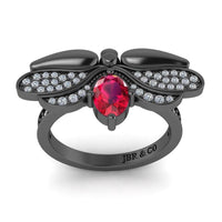 JBR Jeweler Silver Ring Ruby Butterfly Style Sterling Silver Ring