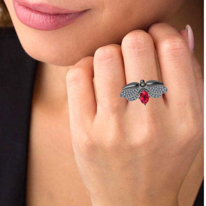 JBR Jeweler Silver Ring Ruby Butterfly Style Sterling Silver Ring