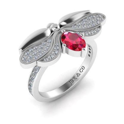 Ruby Butterfly Style Sterling Silver Ring - JBR Jeweler