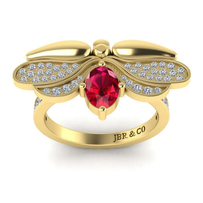 JBR Jeweler Silver Ring Ruby Butterfly Style Sterling Silver Ring