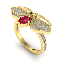 JBR Jeweler Silver Ring Ruby Butterfly Style Sterling Silver Ring