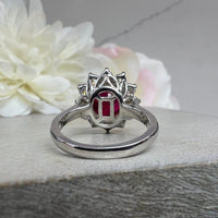 Ruby Round Halo Engagement White Gold Moissanite Ring For Gift - JBR Jeweler