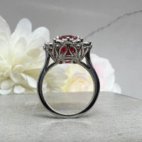 Ruby Round Halo Engagement White Gold Moissanite Ring For Gift - JBR Jeweler