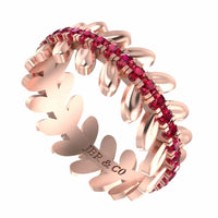 She & I Leaf And Flower Design Women's Band Ruby Accent In Sterling Silver - JBR Jeweler