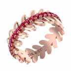 She & I Leaf And Flower Design Women's Band Ruby Accent In Sterling Silver - JBR Jeweler