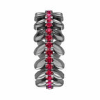 She & I Leaf And Flower Design Women's Band Ruby Accent In Sterling Silver - JBR Jeweler
