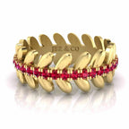 She & I Leaf And Flower Design Women's Band Ruby Accent In Sterling Silver - JBR Jeweler