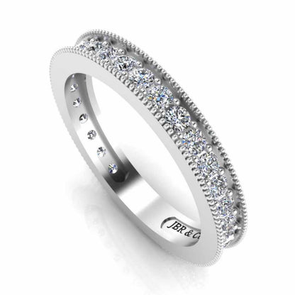 JBR Jeweler Silver Ring Simple Channel Set Milgrain Sterling Silver Women's Band