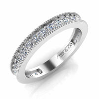 JBR Jeweler Silver Ring Simple Channel Set Milgrain Sterling Silver Women's Band