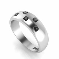 JBR Jeweler Silver Ring Simple Design Round Cut Sterling Silver Men's Ring