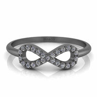 JBR Jeweler Silver Ring 3 / Silver Black Rhodium Plated Simple Diamond Infinity Ring in Sterling Silver