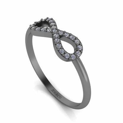 JBR Jeweler Silver Ring Simple Diamond Infinity Ring in Sterling Silver