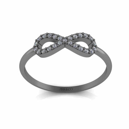 JBR Jeweler Silver Ring Simple Diamond Infinity Ring in Sterling Silver