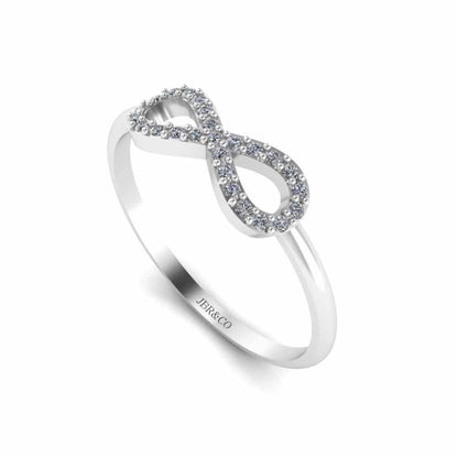 JBR Jeweler Silver Ring Simple Diamond Infinity Ring in Sterling Silver