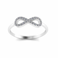 JBR Jeweler Silver Ring Simple Diamond Infinity Ring in Sterling Silver