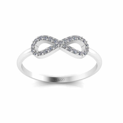 JBR Jeweler Silver Ring Simple Diamond Infinity Ring in Sterling Silver