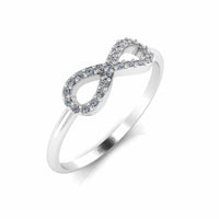 JBR Jeweler Silver Ring Simple Diamond Infinity Ring in Sterling Silver