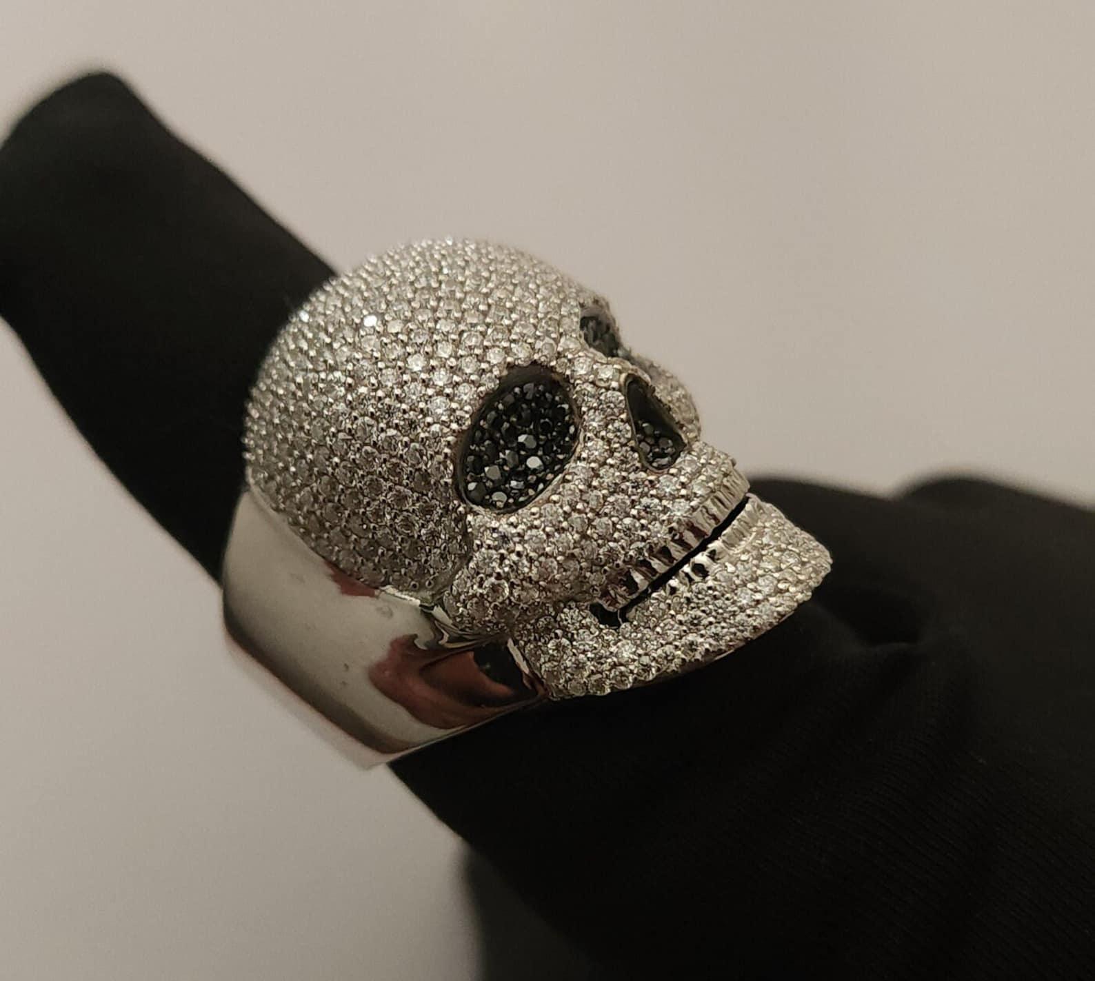 Skull VVS Moissanite Iced Out Rapper Pinky Hip Hop Ring Men's S925 Silver Ring - JBR Jeweler
