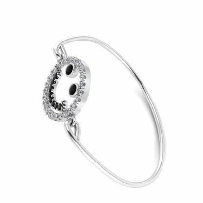 Smiley Face Delicate Sterling Silver Bangle Bracelets - JBR Jeweler