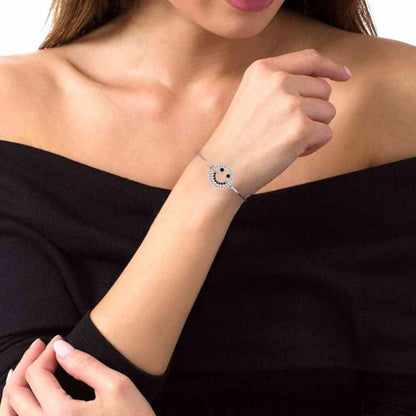 Smiley Face Delicate Sterling Silver Bangle Bracelets - JBR Jeweler